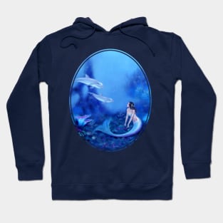 Ultramarine Mermaid & Dolphins Hoodie